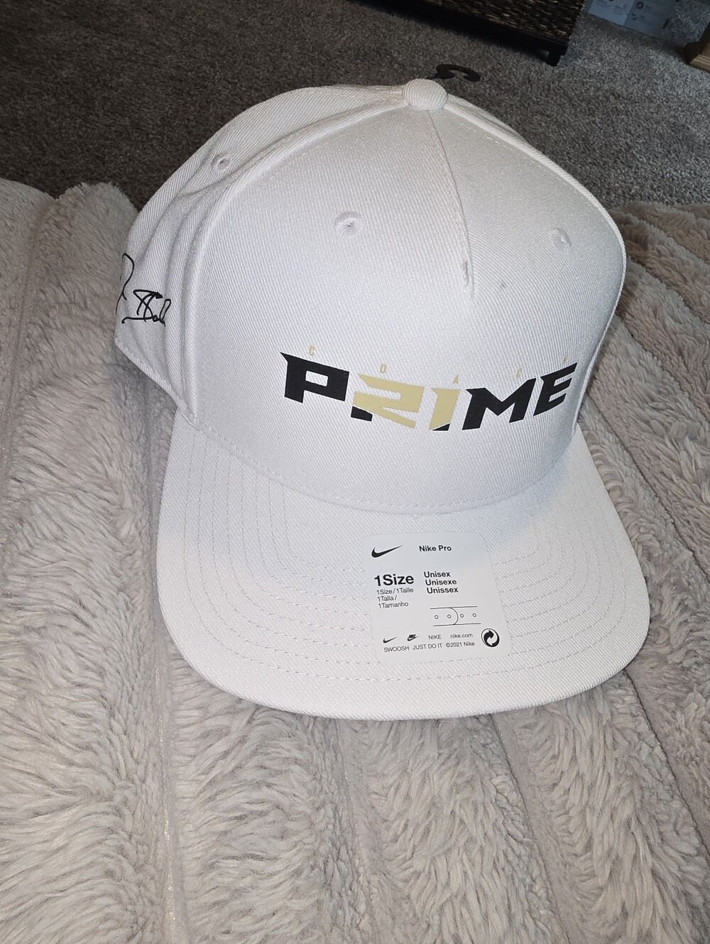 Nike Pro Coach Prime Hat Cap One Size White Adjustable Flatbill New